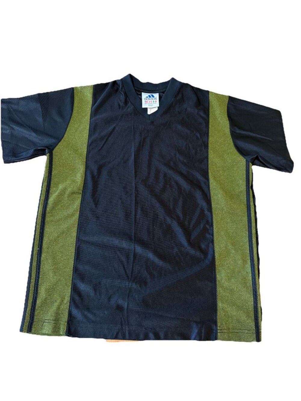 Vintage 90s Adidas Heavy Jersey Blank Sz XL Green Black 3 Stripe Athletic